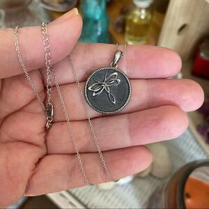 Dragonfly Sterling Silver Charm CZ Necklace